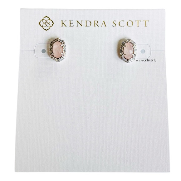 Kendra Scott Silver Cade Stud Earrings in Rose Quartz NWT - Picture 4 of 9